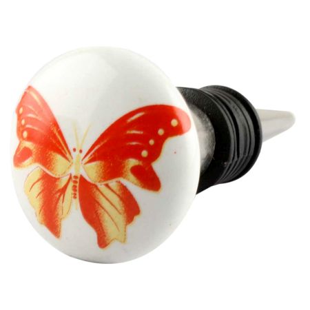 Red Butterfly Ceramic Wine Stopper